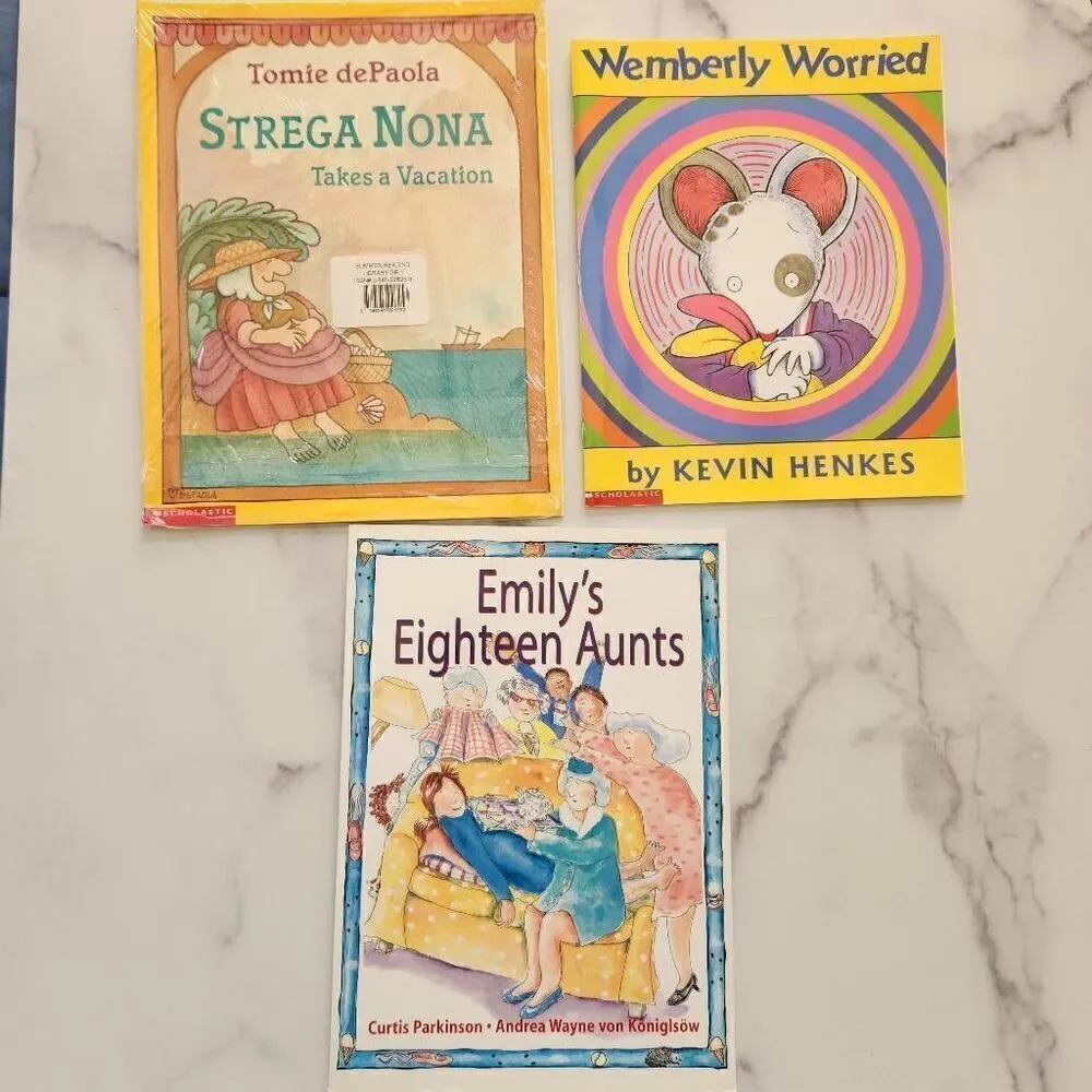 Strega Nona Wimberly Worried Emily's Eighteen Aunts 3 kids book bundle